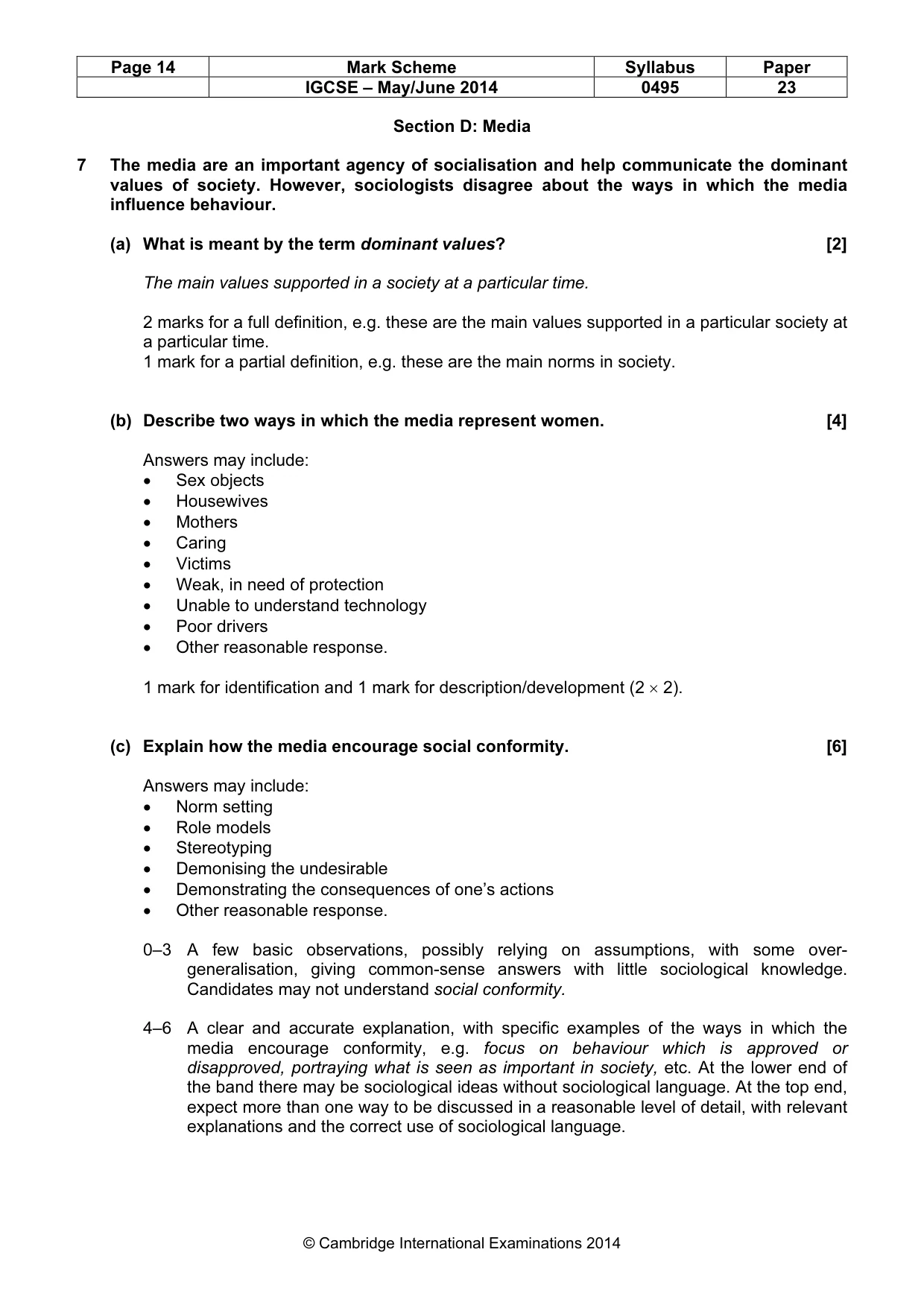 Mark scheme, page 14 of 17