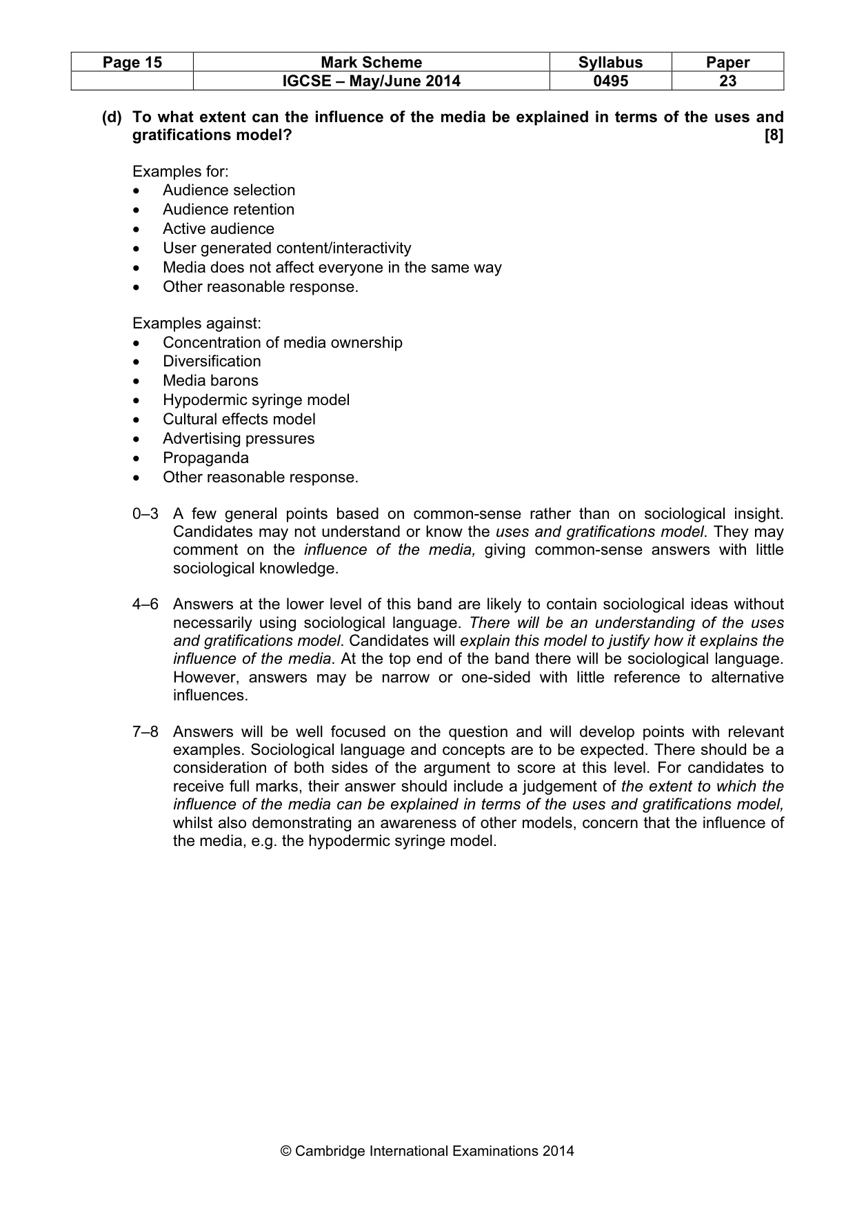 Mark scheme, page 15 of 17