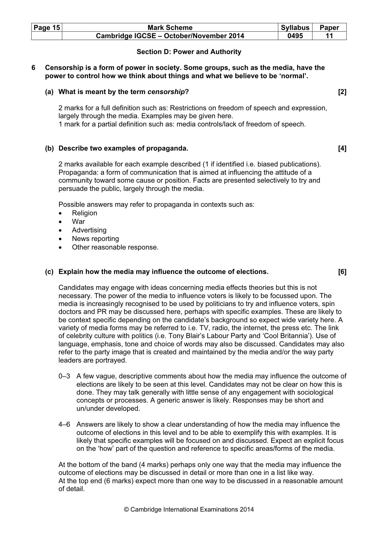 Mark scheme, page 15 of 19