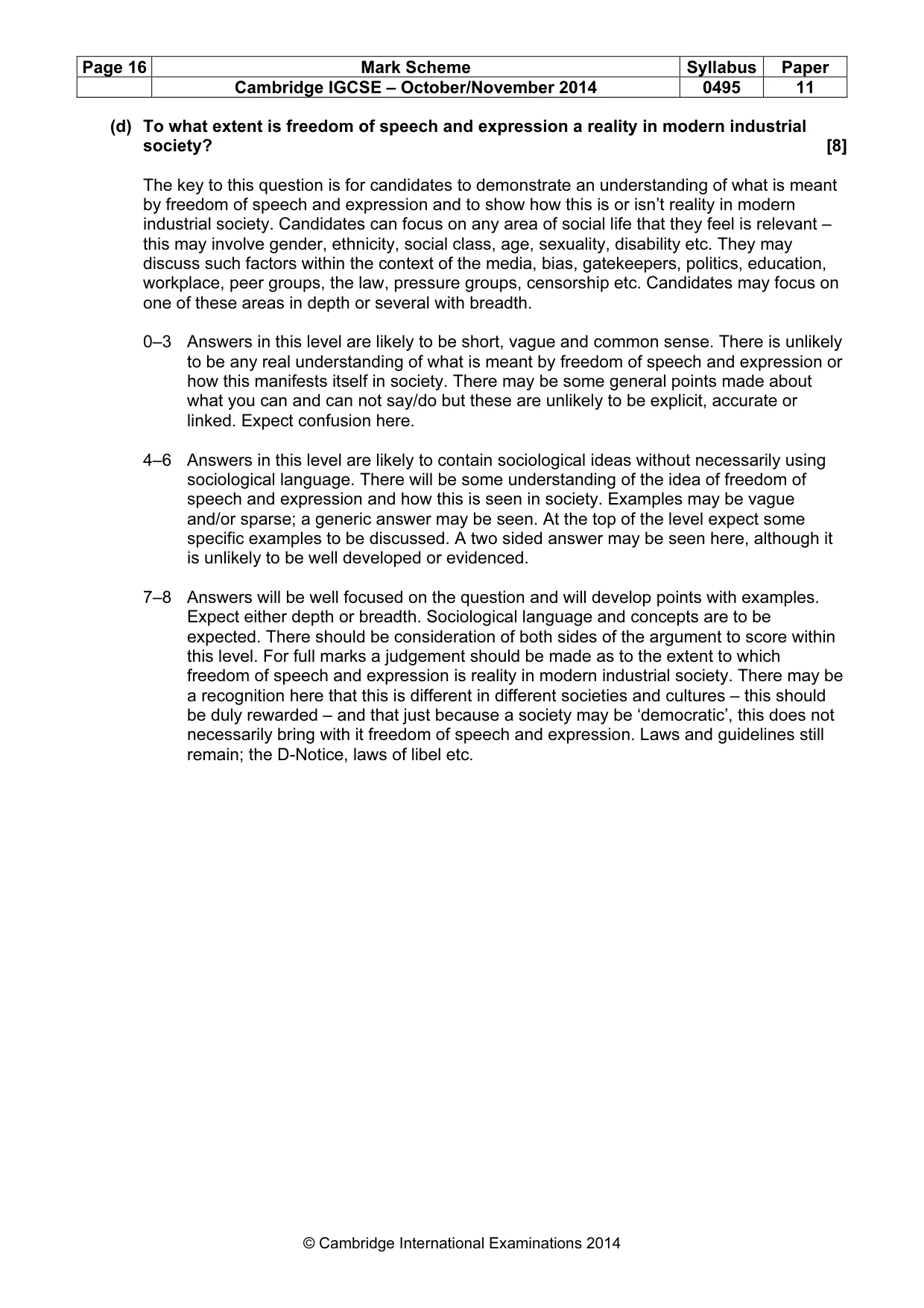 Mark scheme, page 16 of 19
