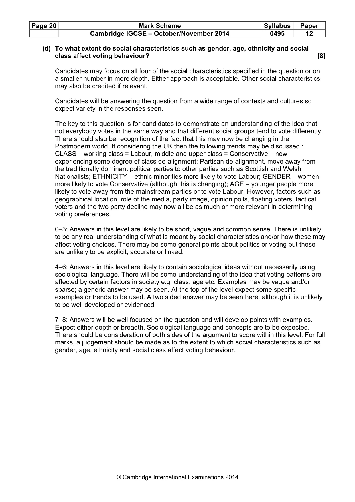 Mark scheme, page 20 of 23