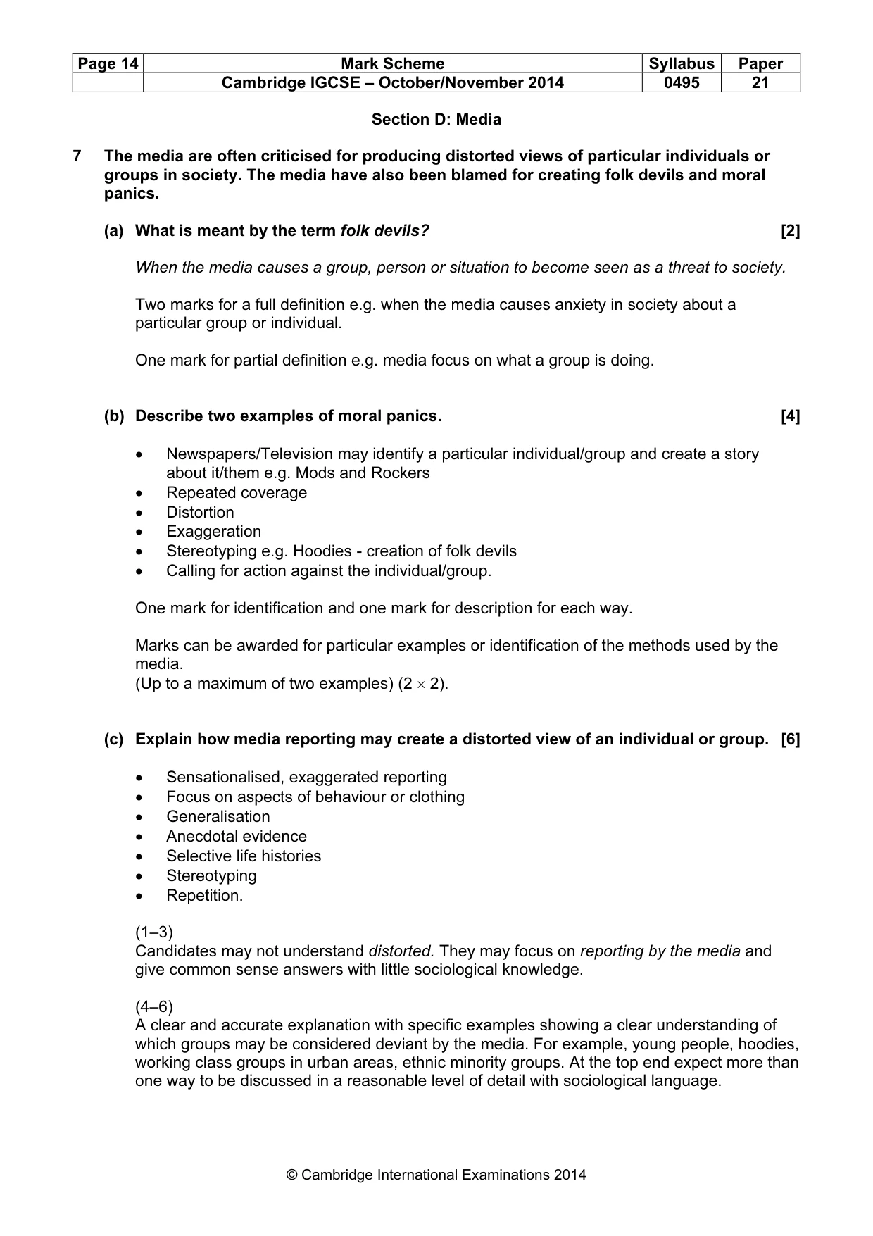 Mark scheme, page 14 of 17