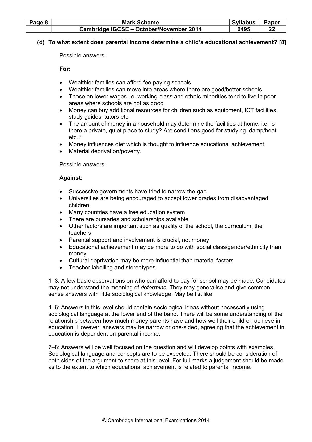 Mark scheme, page 8 of 20