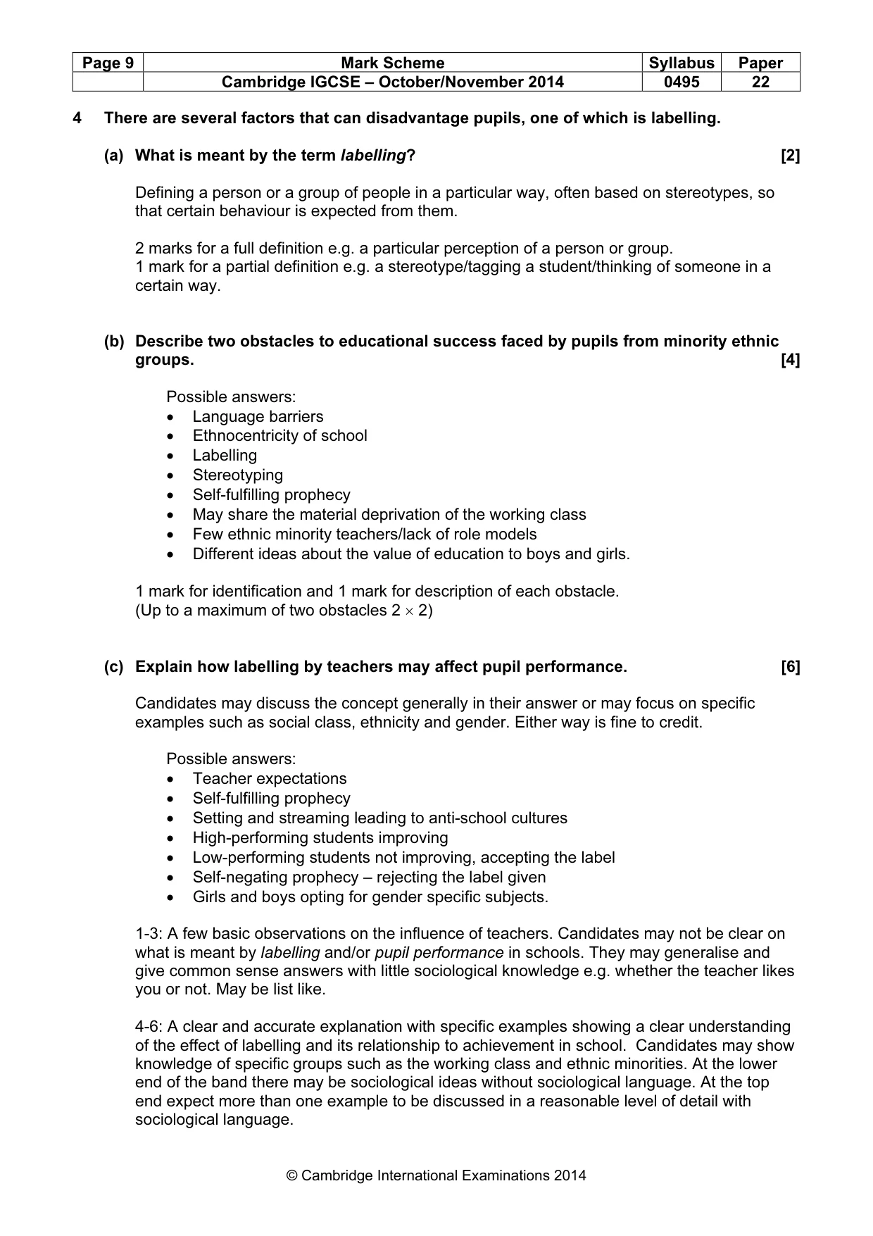 Mark scheme, page 9 of 20