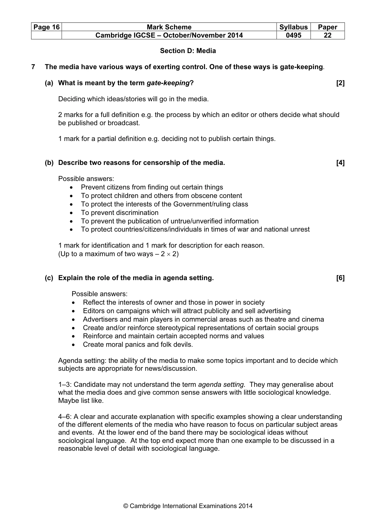 Mark scheme, page 16 of 20