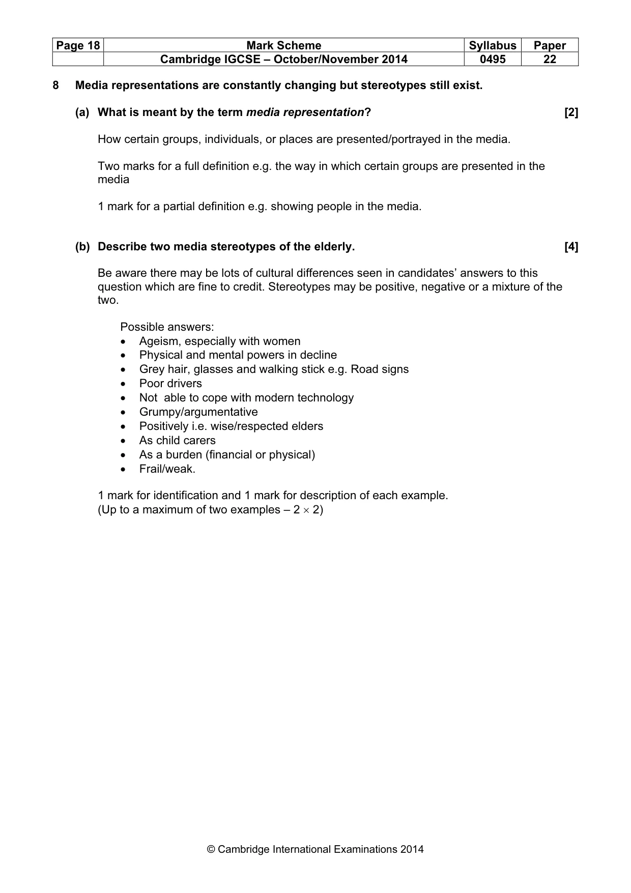 Mark scheme, page 18 of 20