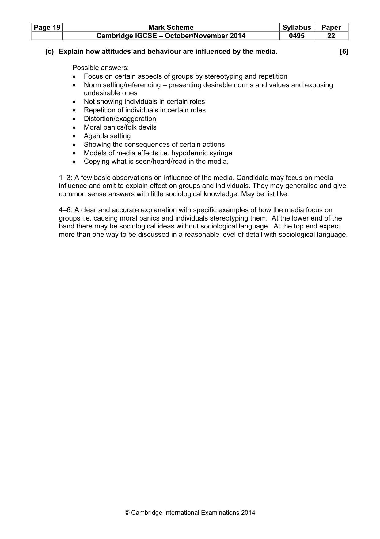 Mark scheme, page 19 of 20