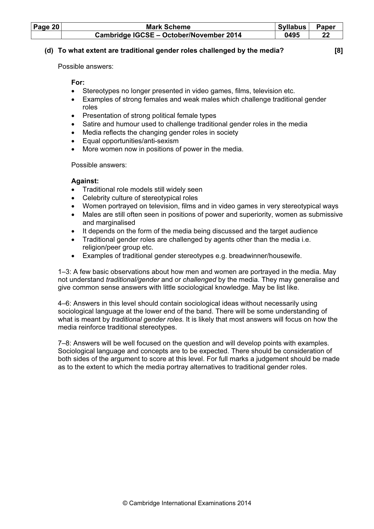Mark scheme, page 20 of 20