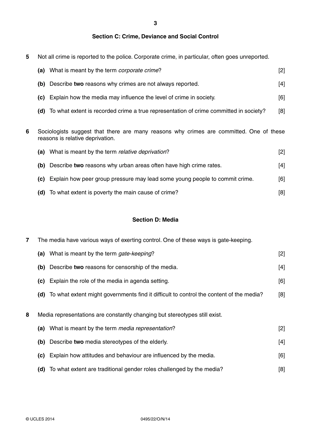 Cambridge IGCSE Sociology 0495 2014 Oct/Nov Paper 2 · Variant 2 question paper, page 3 of 4