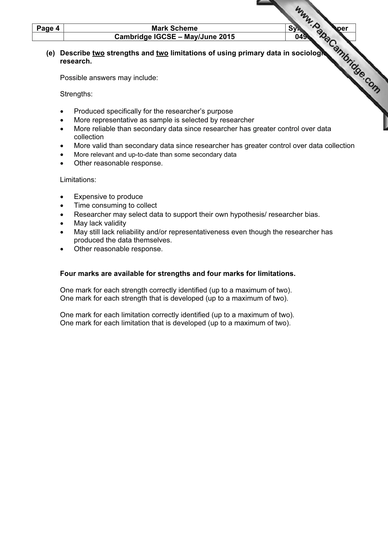 Mark scheme, page 4 of 15