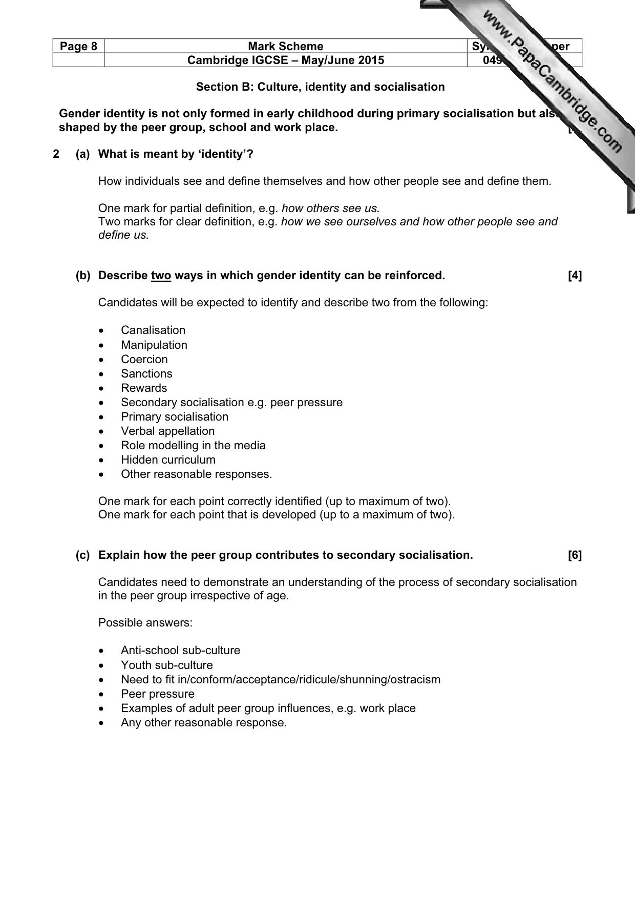 Mark scheme, page 8 of 15