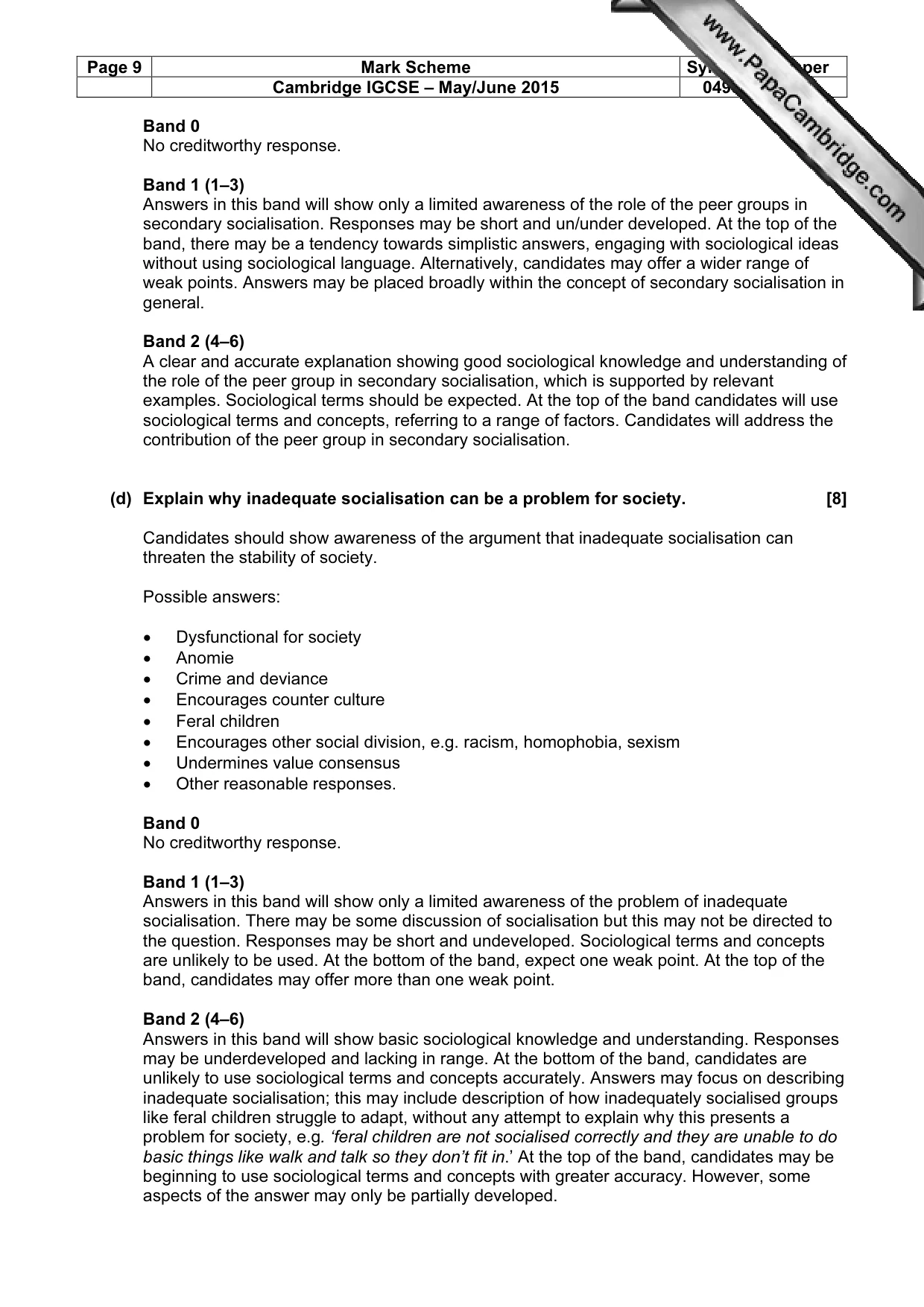 Mark scheme, page 9 of 15