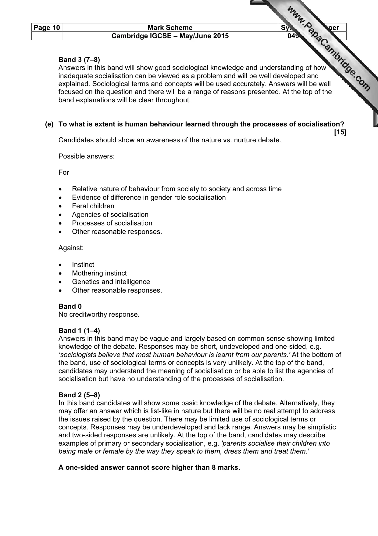 Mark scheme, page 10 of 15
