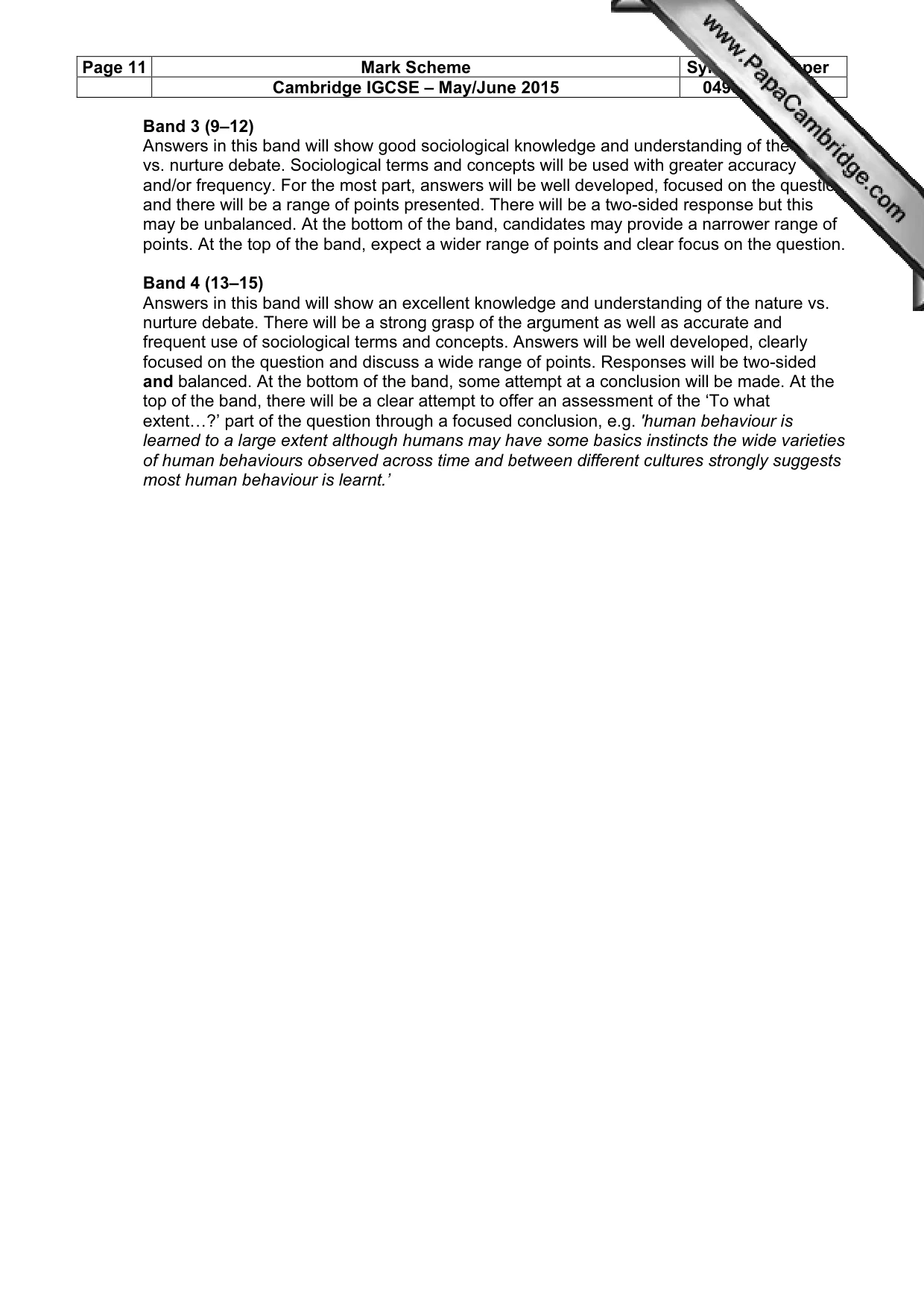 Mark scheme, page 11 of 15