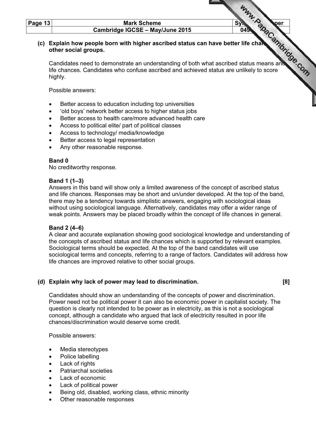 Mark scheme, page 13 of 15