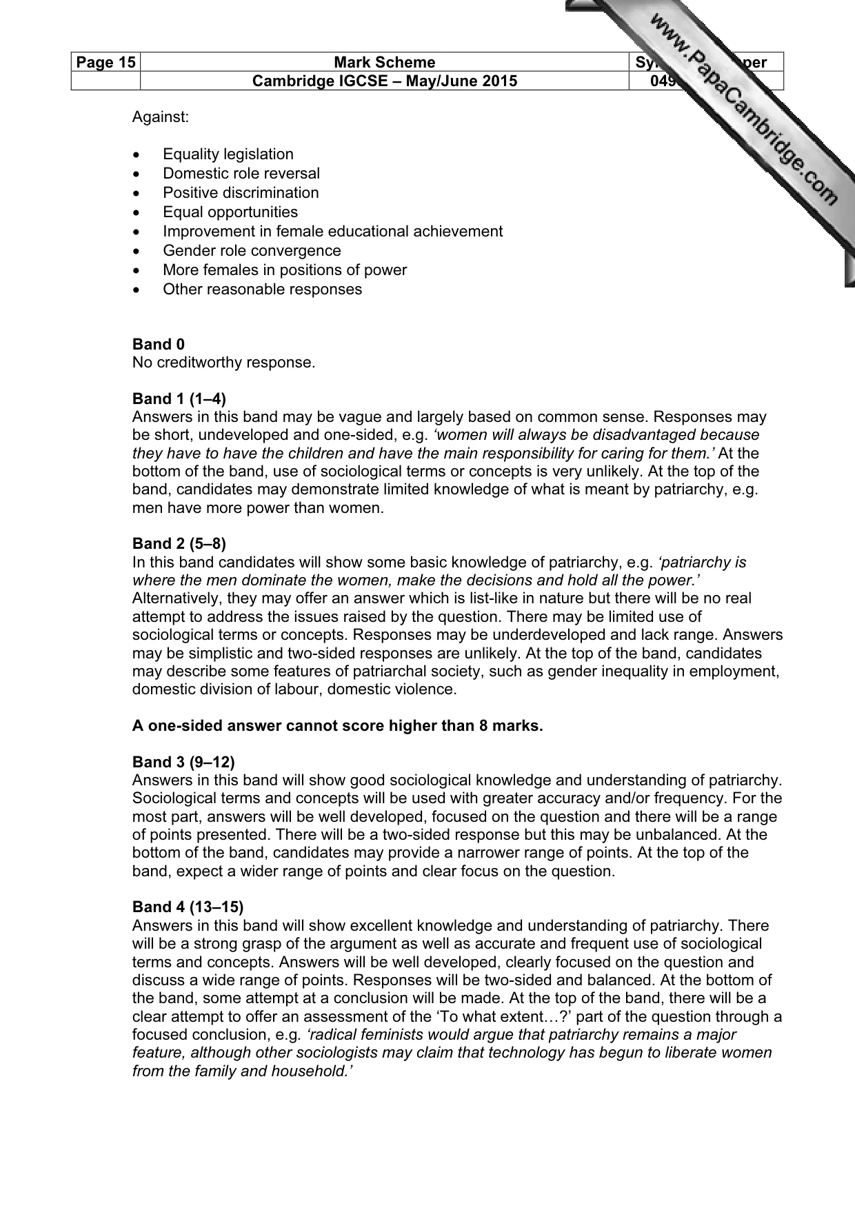 Mark scheme, page 15 of 15