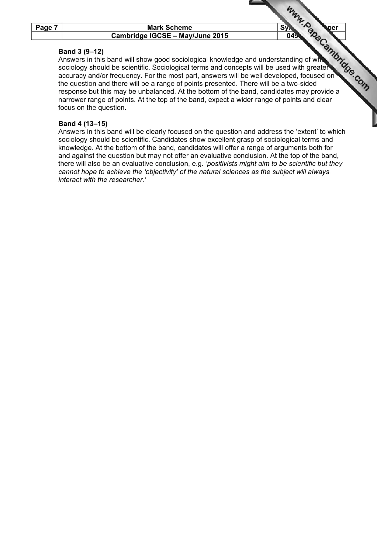 Mark scheme, page 7 of 15