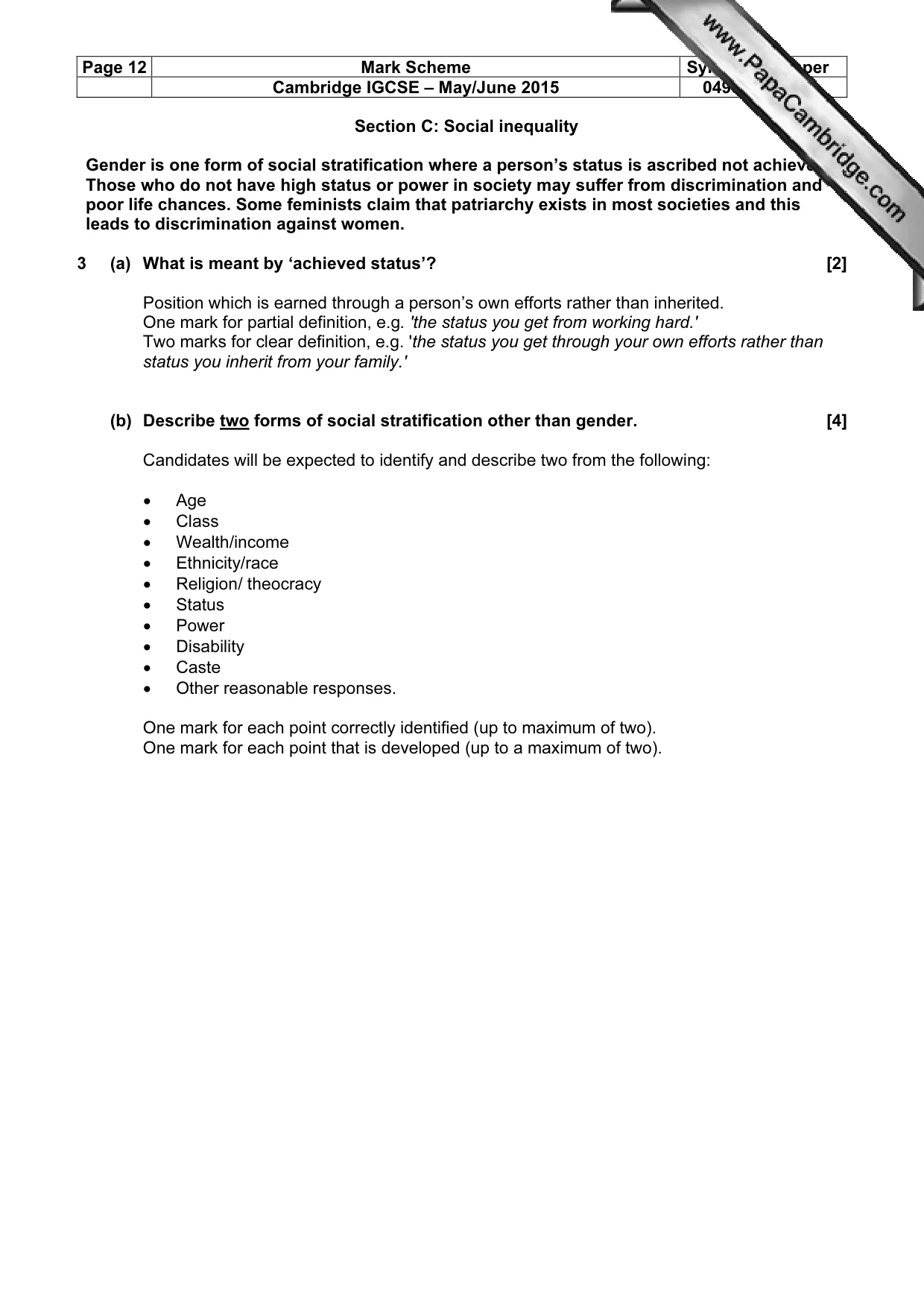Mark scheme, page 12 of 15