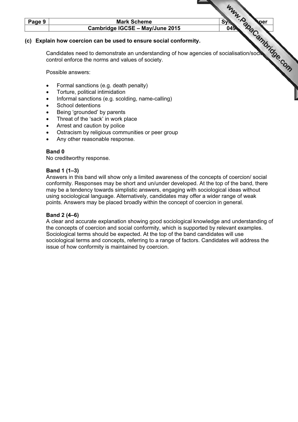 Mark scheme, page 9 of 16