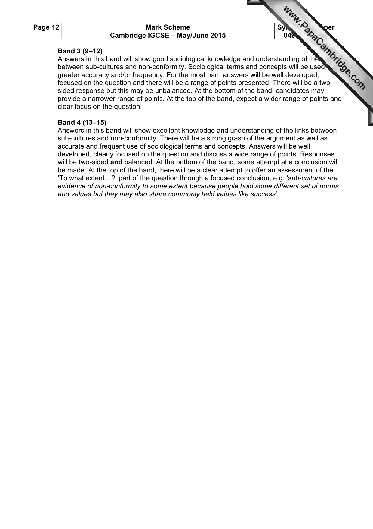 Mark scheme, page 12 of 16