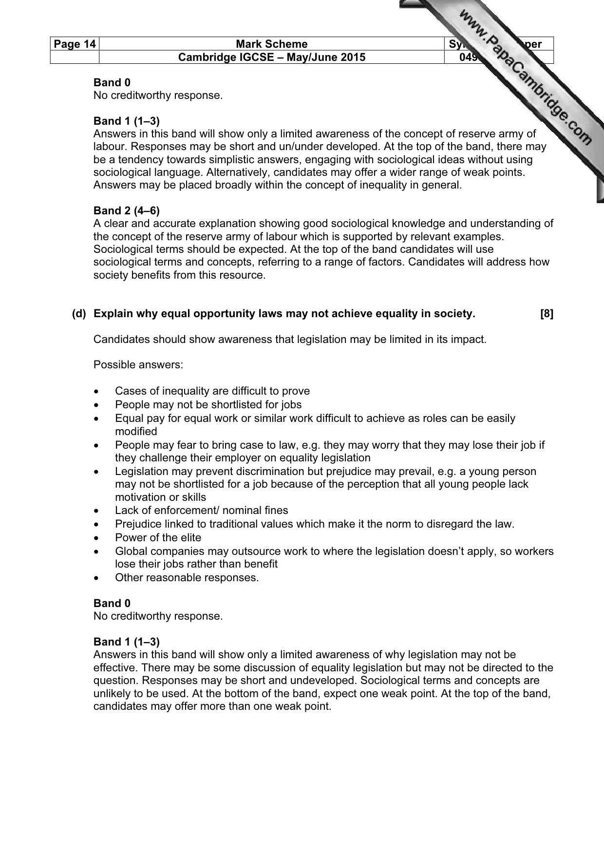 Mark scheme, page 14 of 16