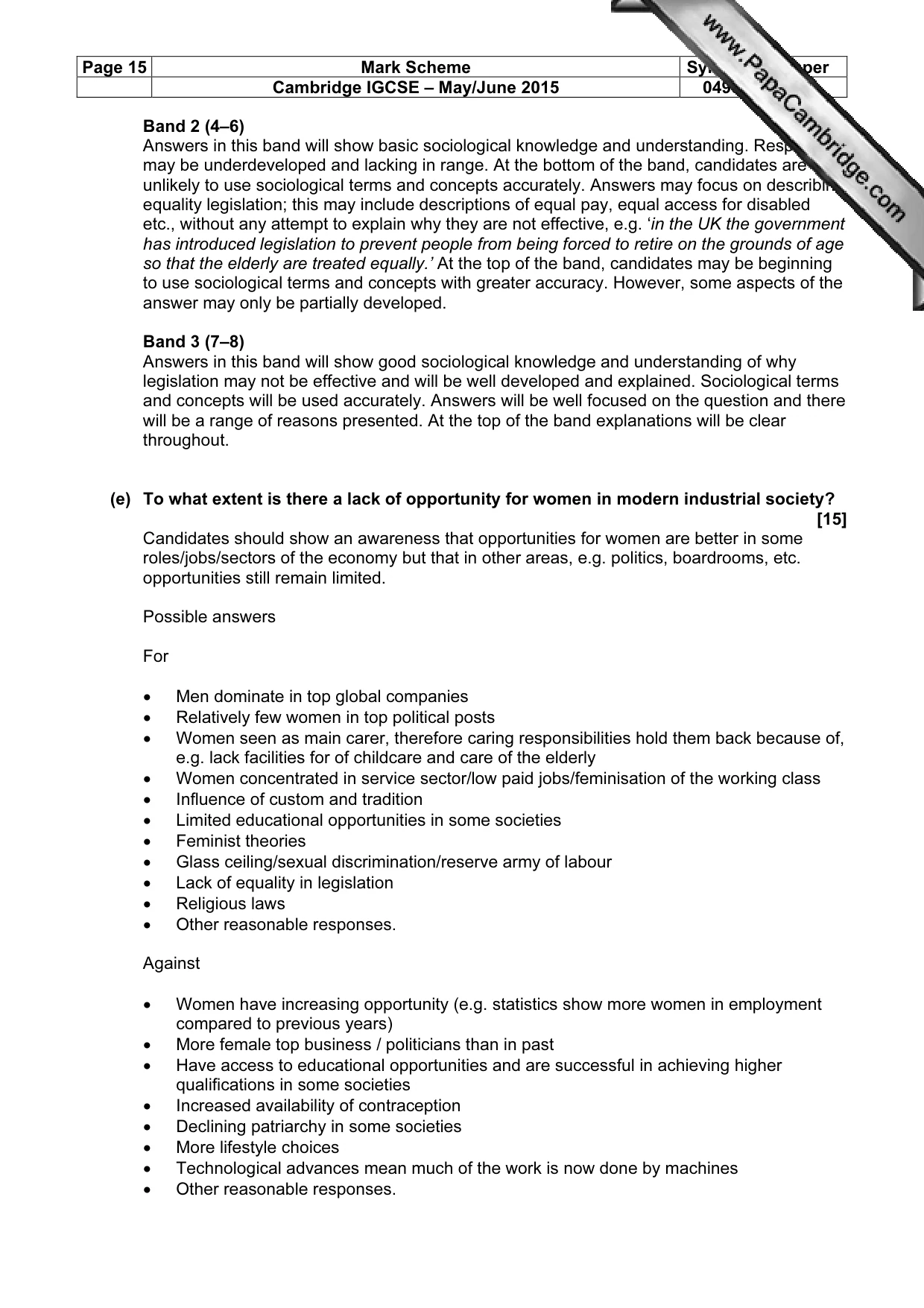Mark scheme, page 15 of 16
