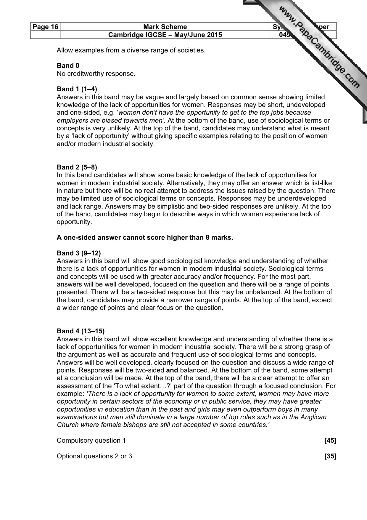 Mark scheme, page 16 of 16