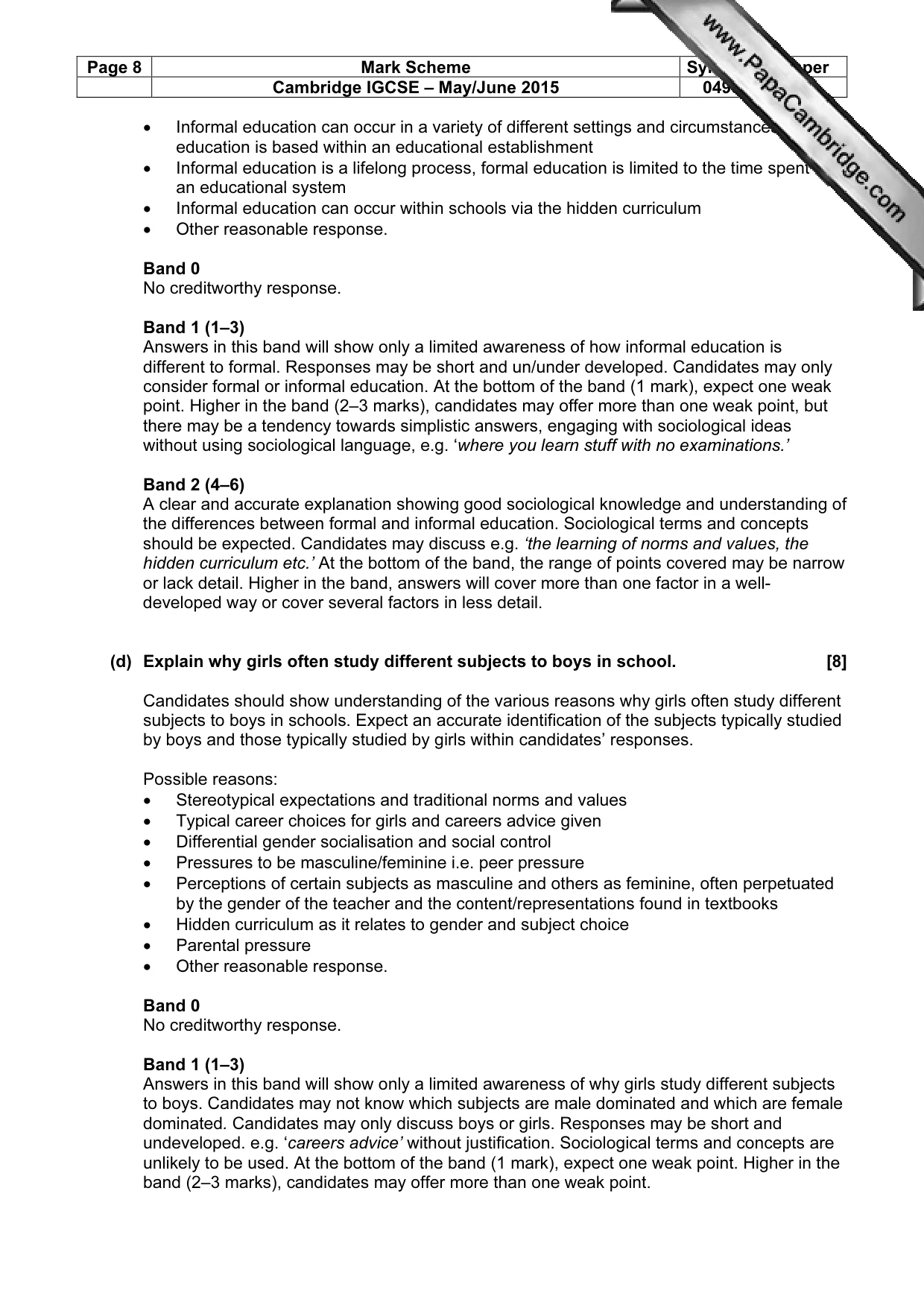 Mark scheme, page 8 of 19