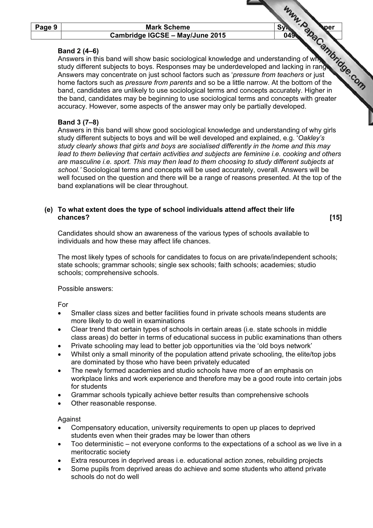 Mark scheme, page 9 of 19