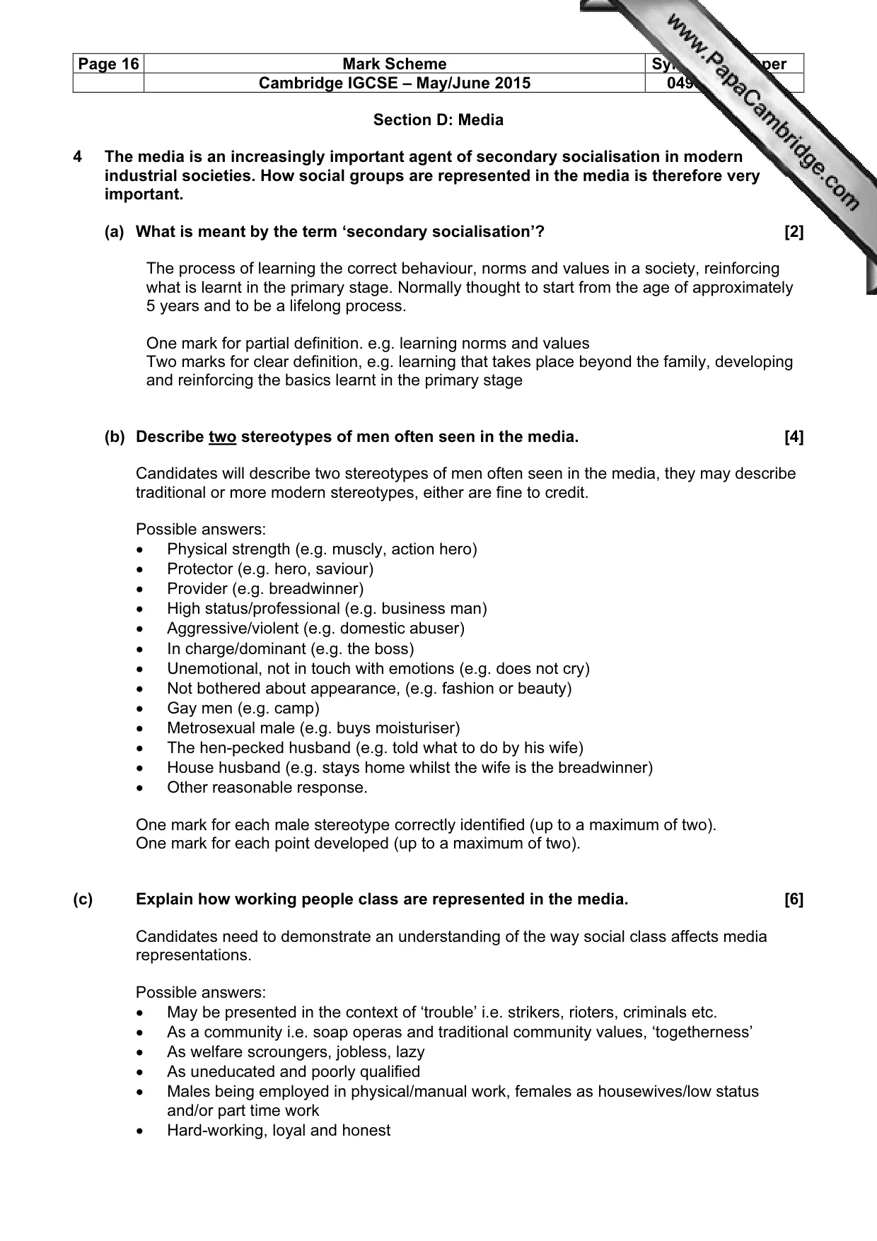 Mark scheme, page 16 of 19