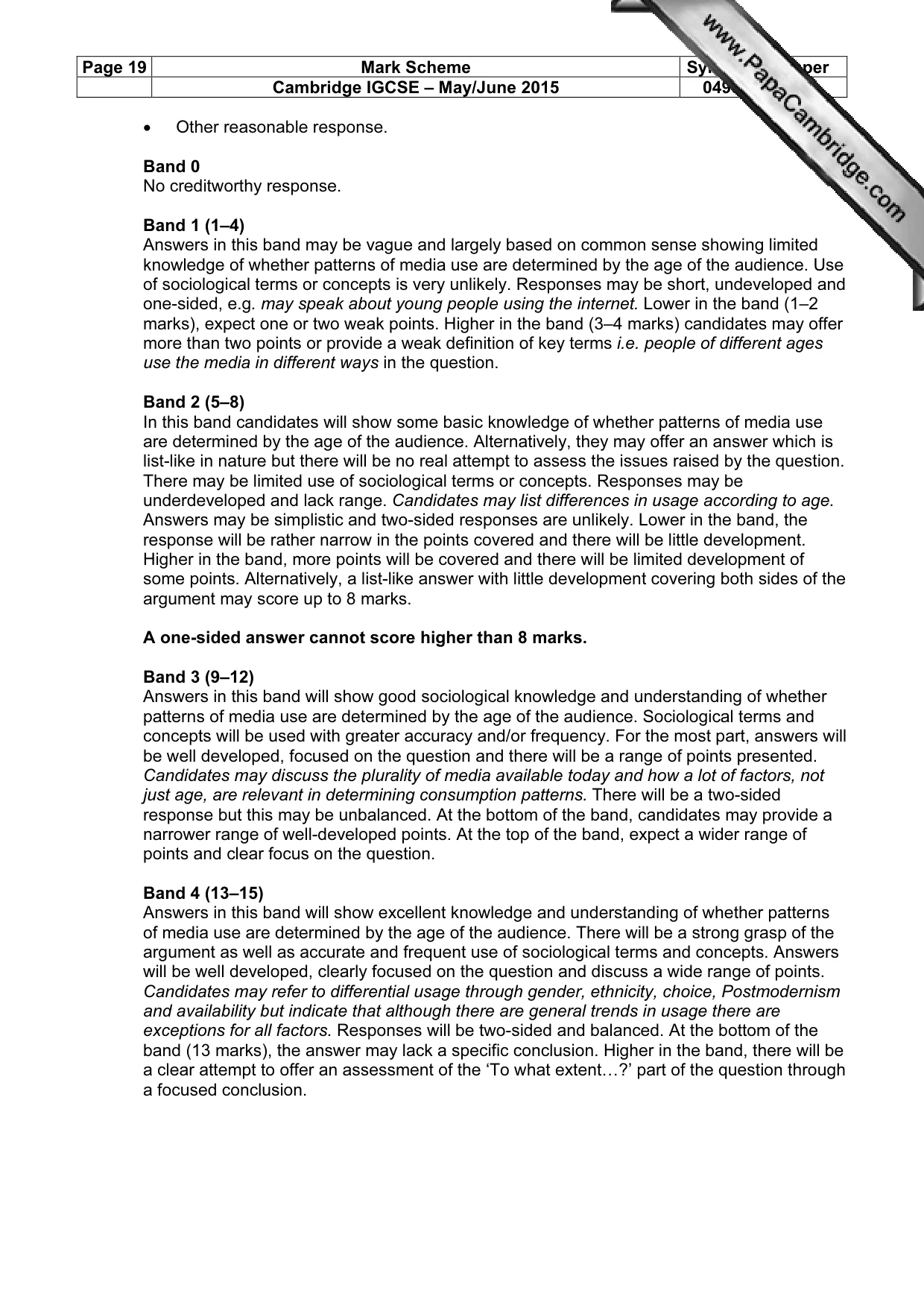 Mark scheme, page 19 of 19
