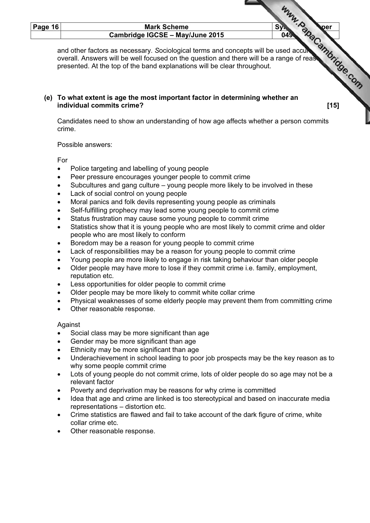 Mark scheme, page 16 of 22