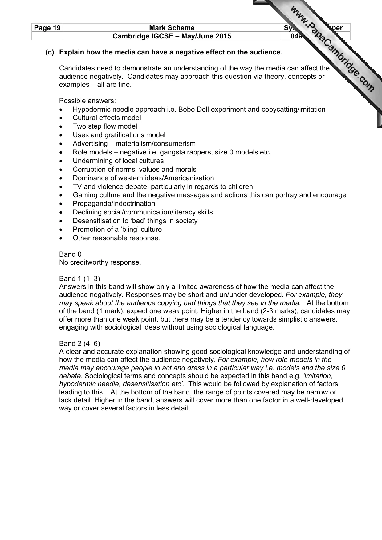 Mark scheme, page 19 of 22