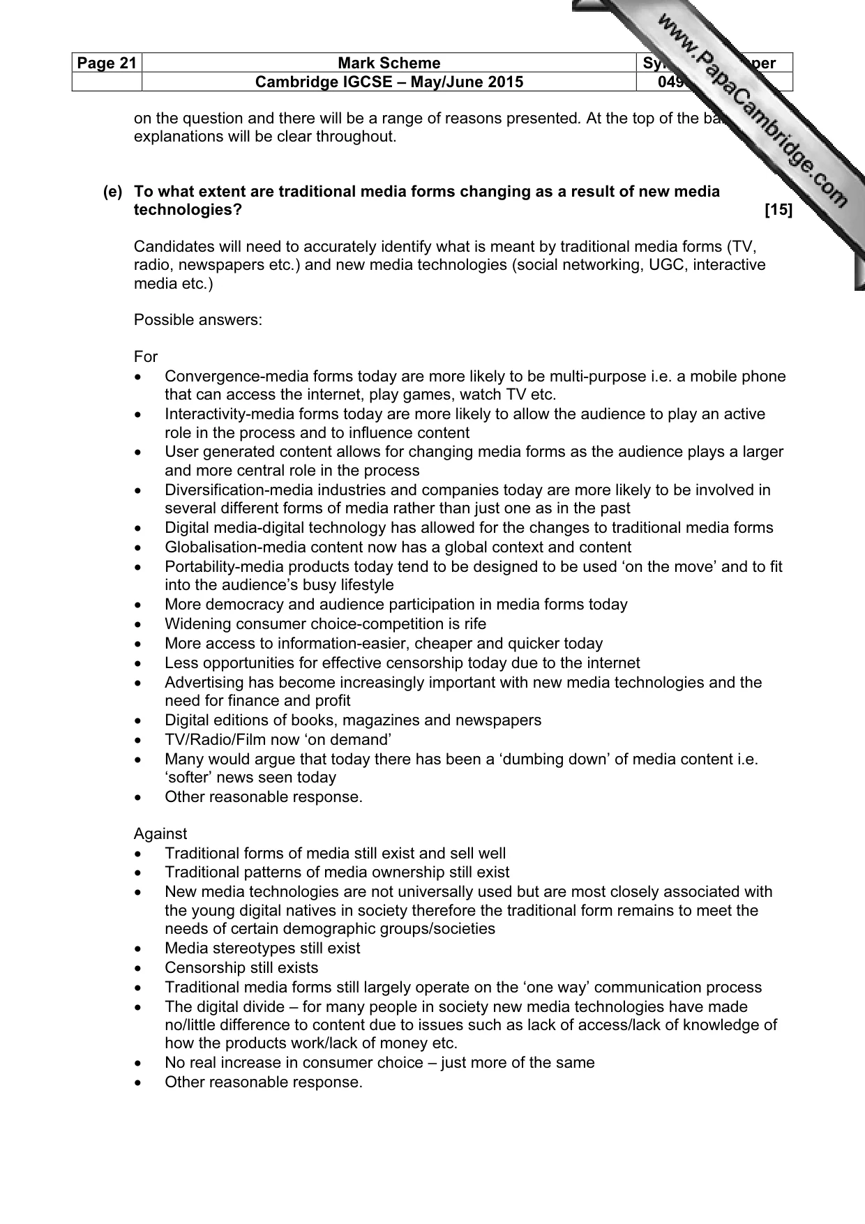 Mark scheme, page 21 of 22