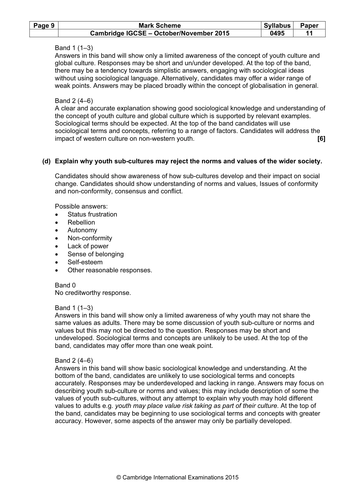 Mark scheme, page 9 of 15