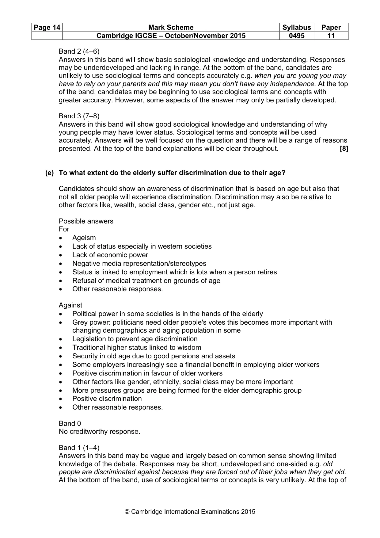 Mark scheme, page 14 of 15