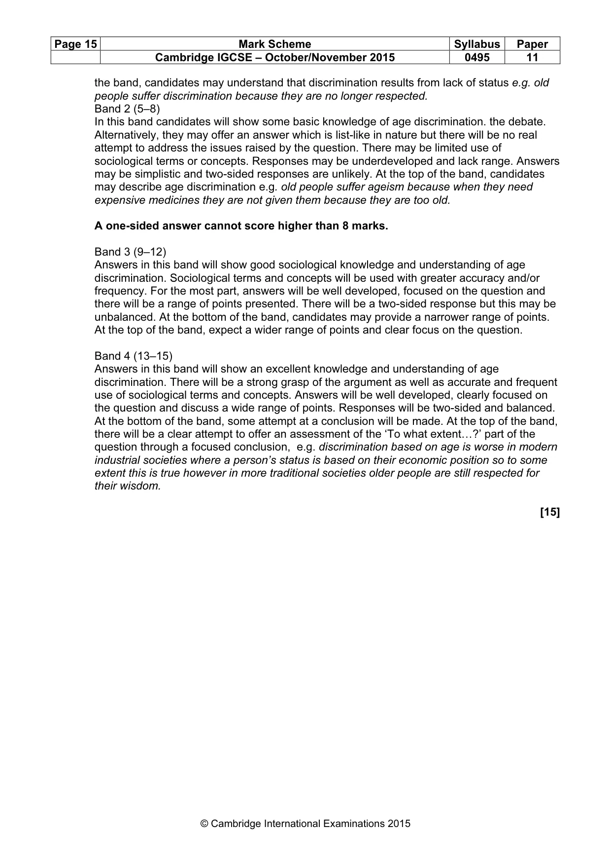 Mark scheme, page 15 of 15