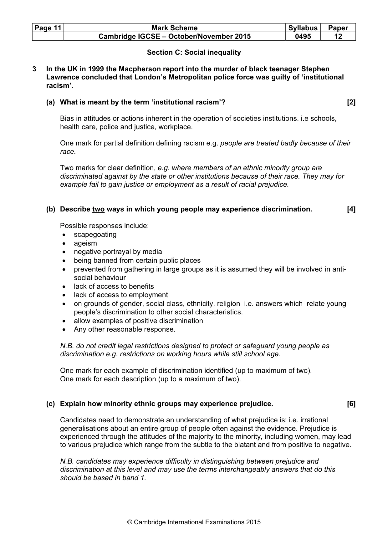 Mark scheme, page 11 of 14
