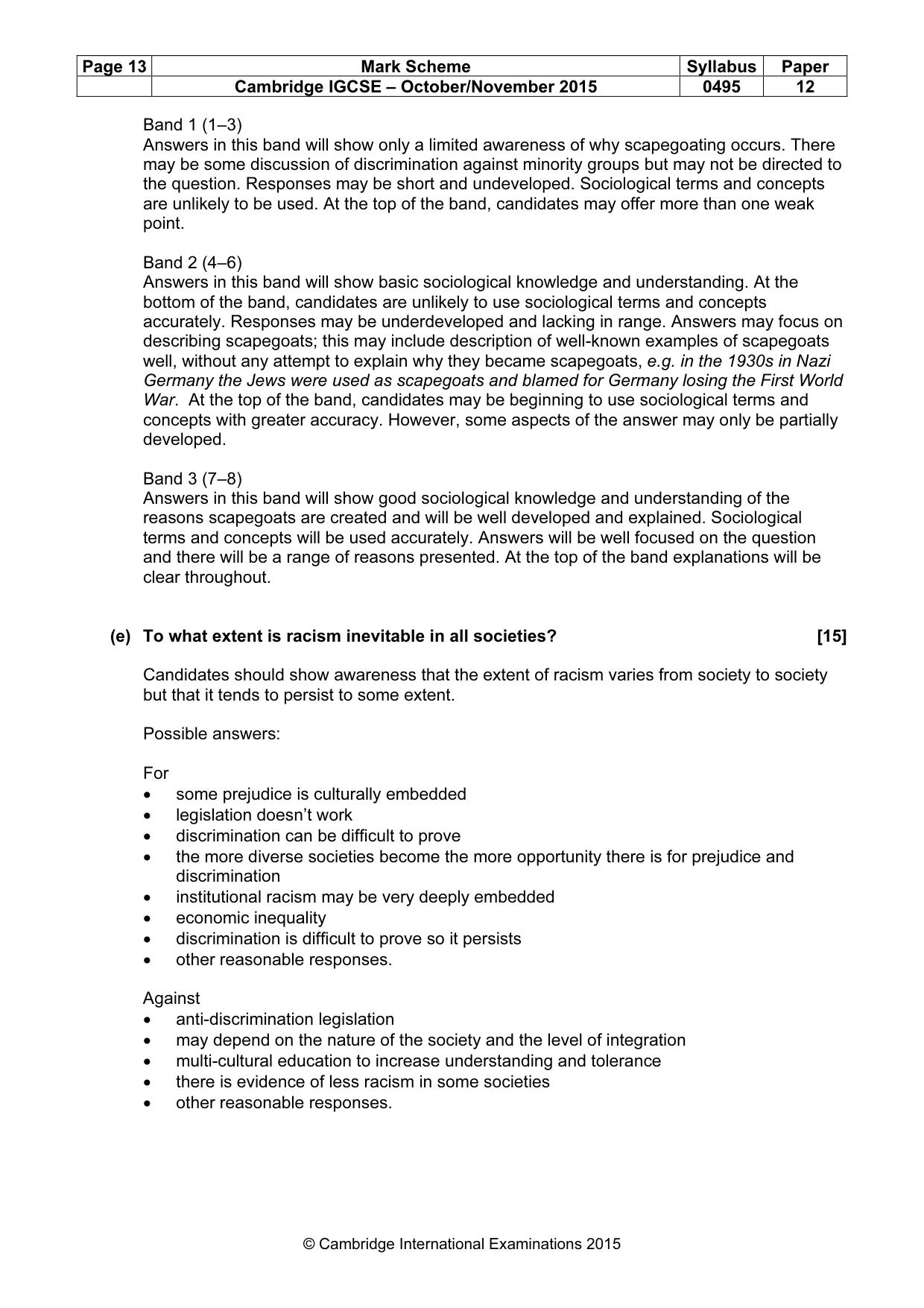 Mark scheme, page 13 of 14