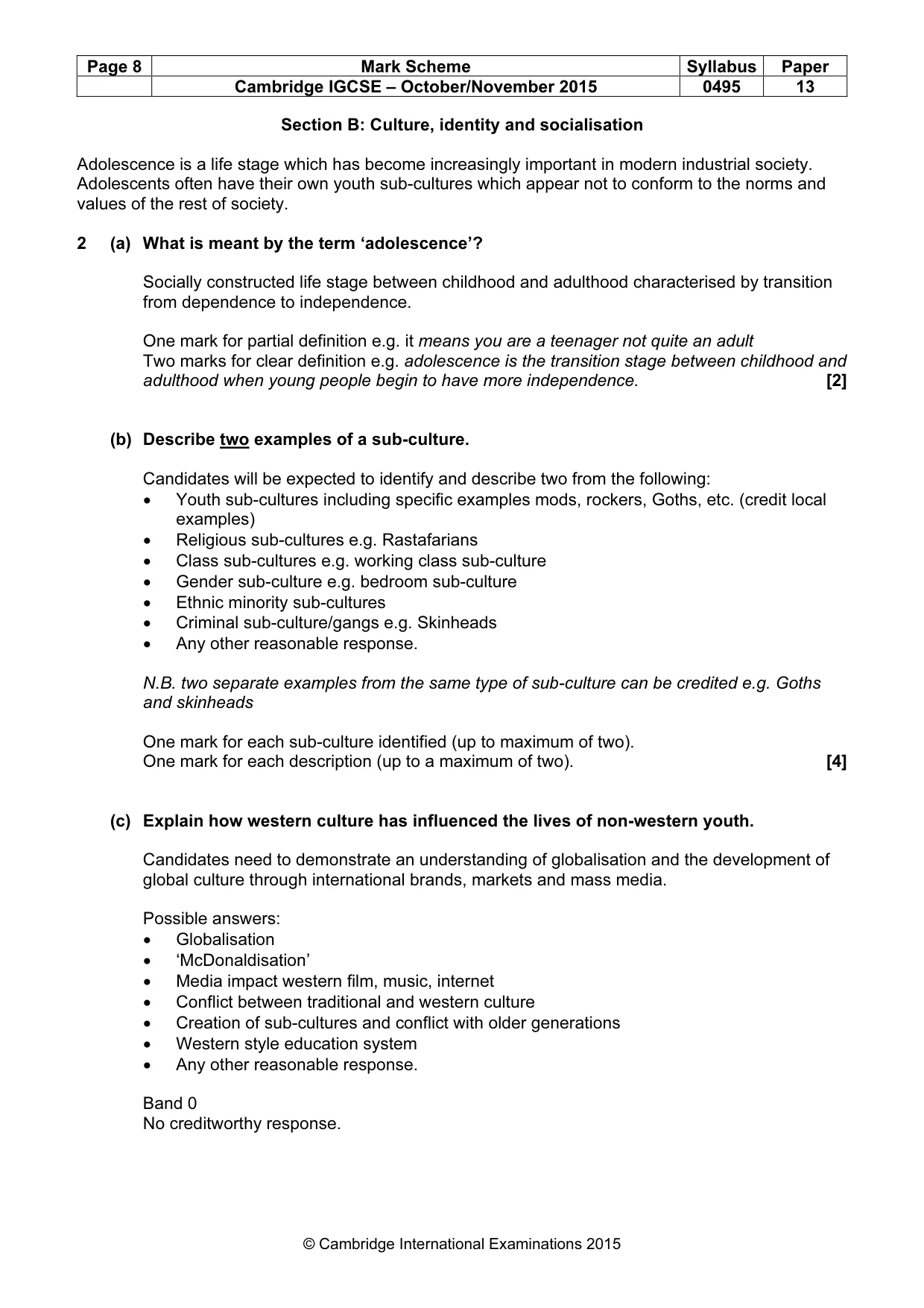 Mark scheme, page 8 of 15