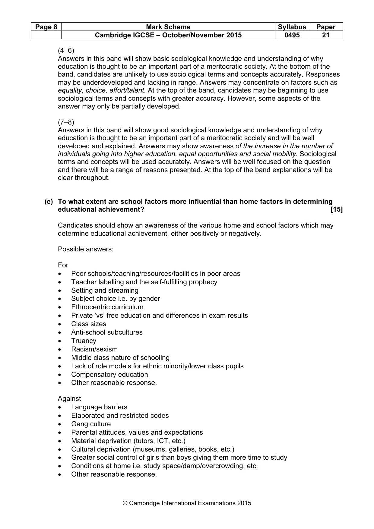 Mark scheme, page 8 of 17