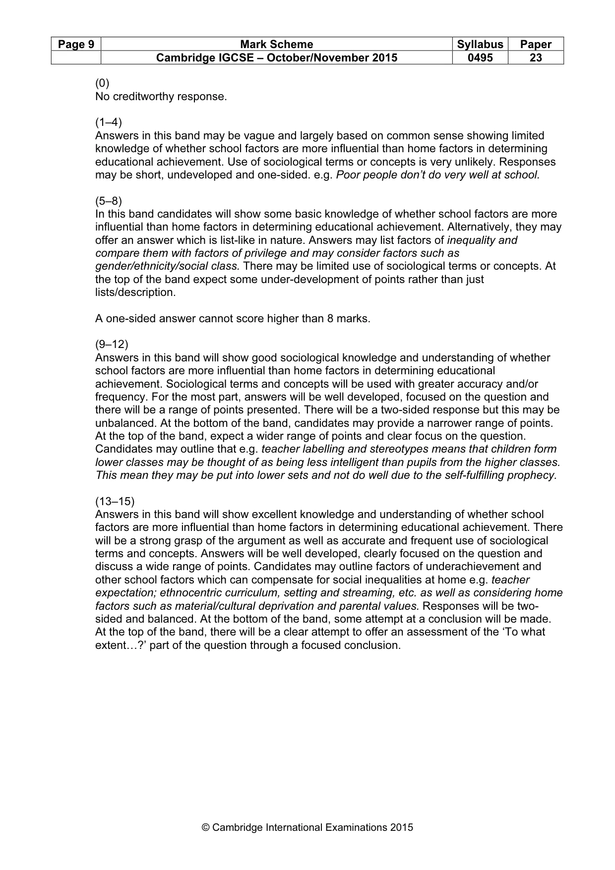 Mark scheme, page 9 of 17