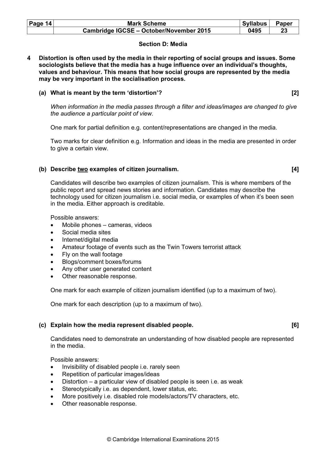 Mark scheme, page 14 of 17