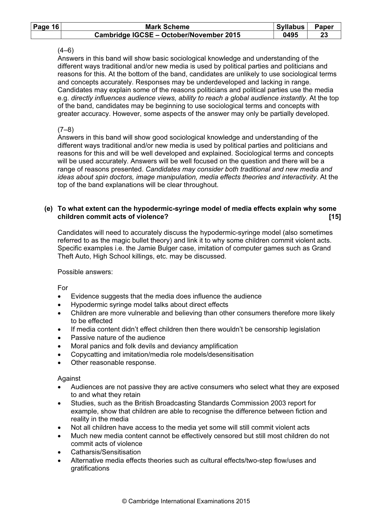 Mark scheme, page 16 of 17