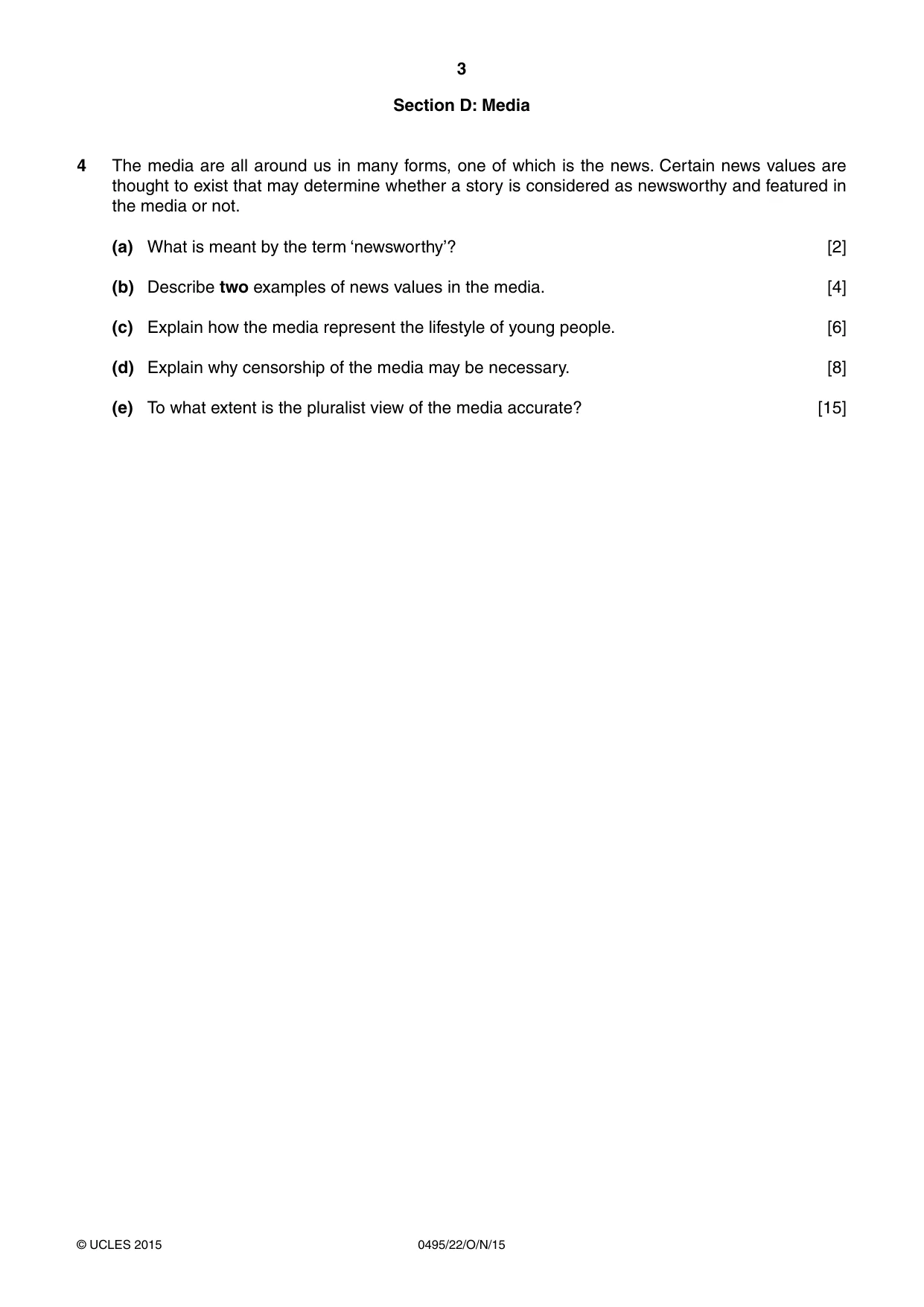 Cambridge IGCSE Sociology 0495 2015 Oct/Nov Paper 2 · Variant 2 question paper, page 3 of 4
