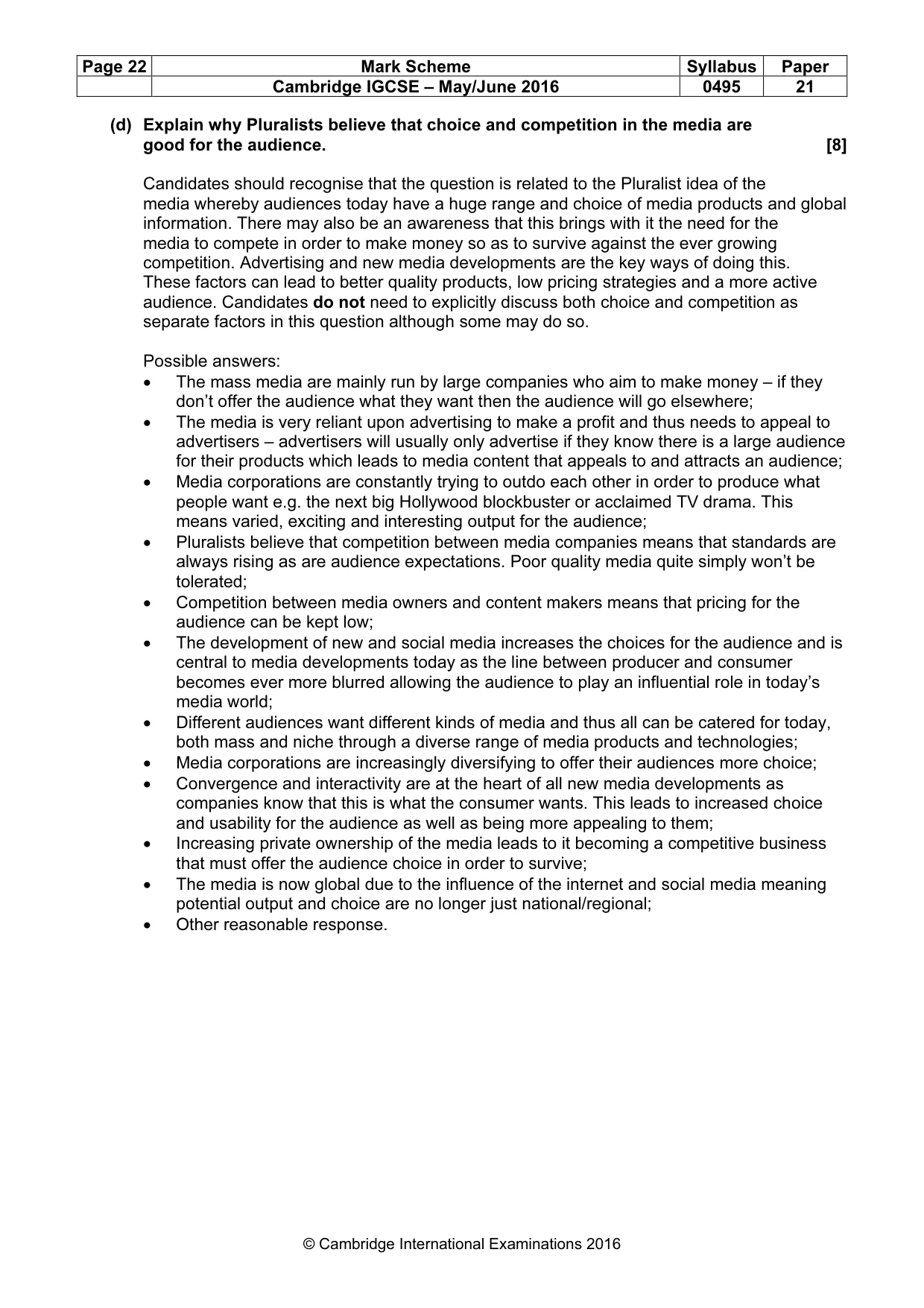 Mark scheme, page 22 of 26