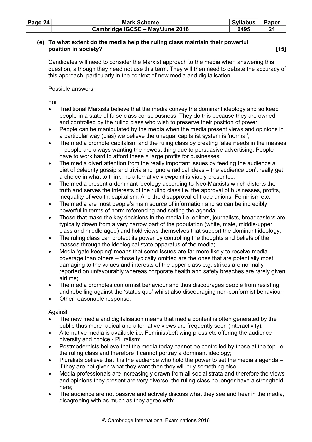 Mark scheme, page 24 of 26