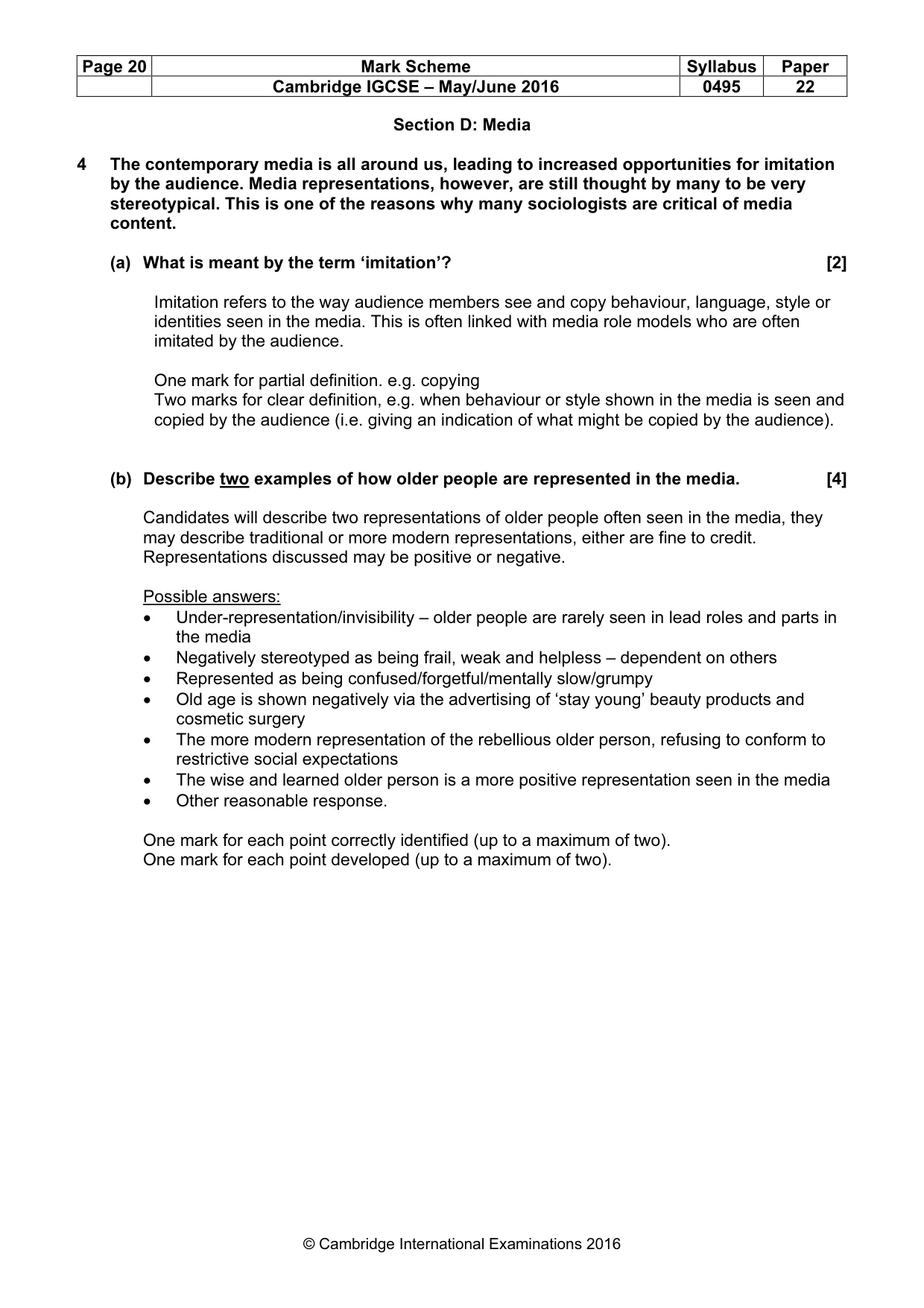 Mark scheme, page 20 of 25