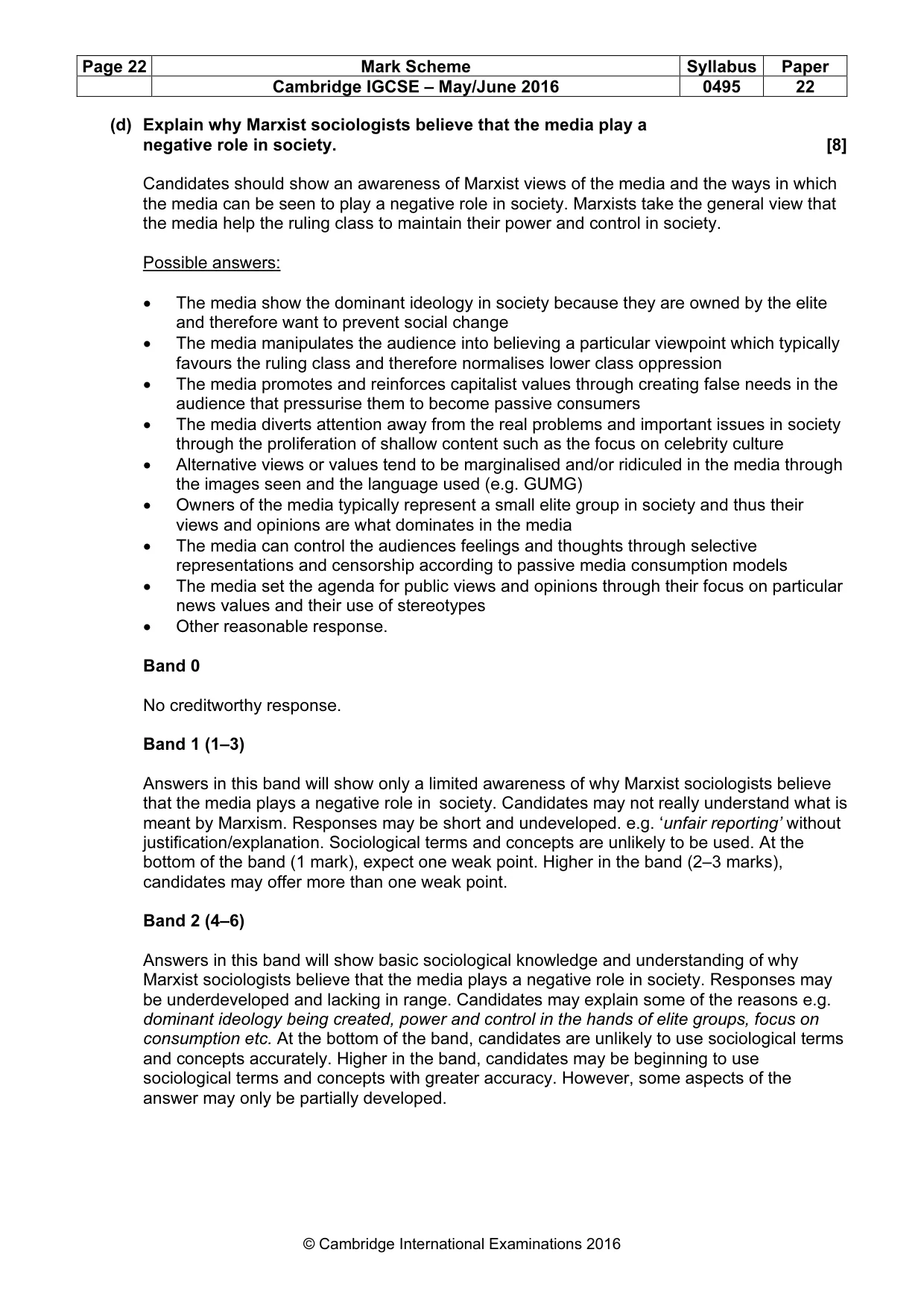 Mark scheme, page 22 of 25