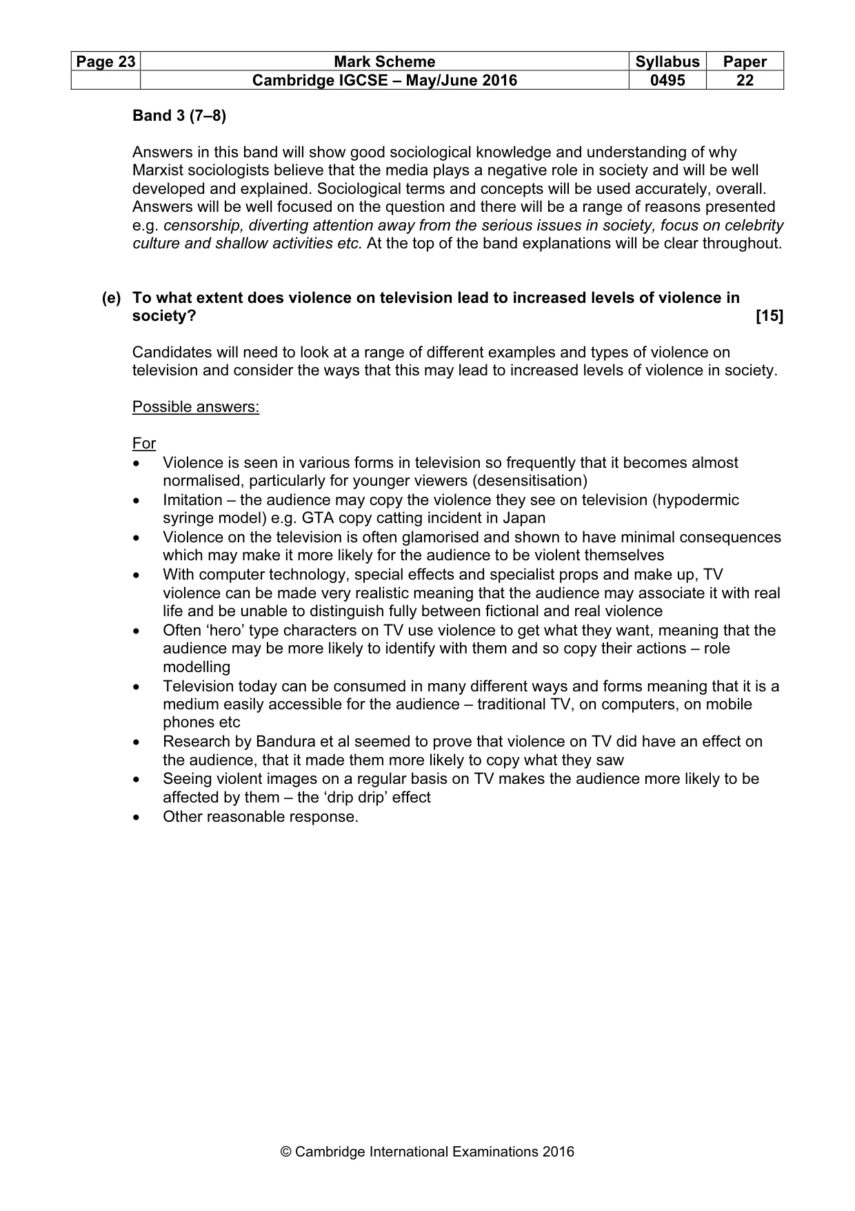 Mark scheme, page 23 of 25